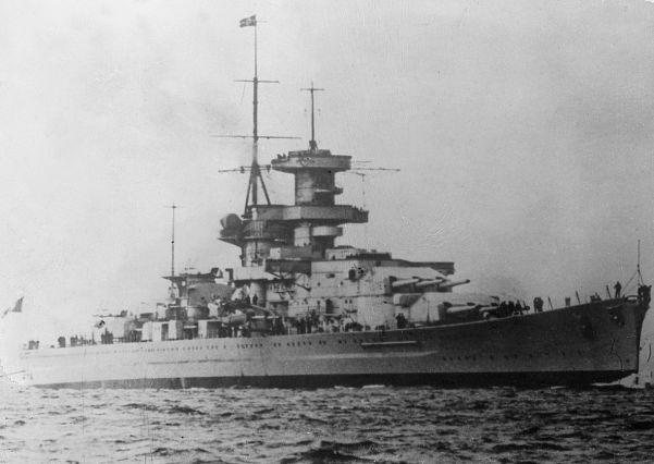 The battlecruiser Gneisenau was launched in December 1936. She was sister to the Scharnhorst.