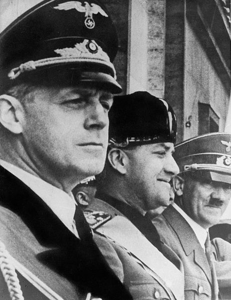 Ribbentrop, Ciano, Italian foreign minister, and Hitler develop the Rome-Berlin axis in November 1936.