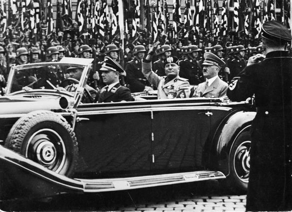 As the two dictators were driven through the streets of Munich, 36,000 guards lined their route.