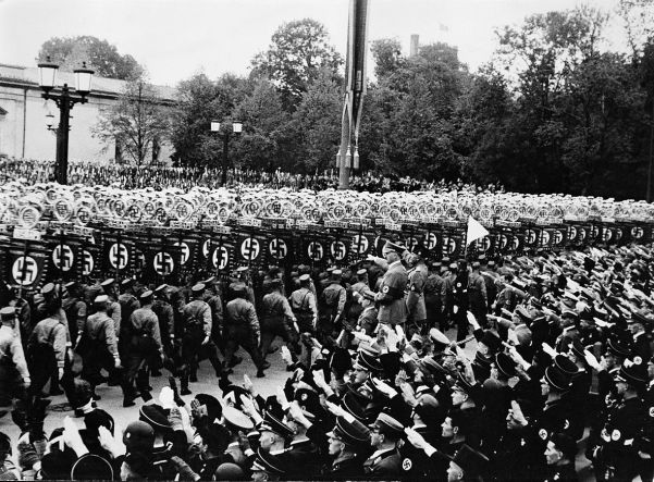 Then came a display of Nazi standard bearers, rank upon rank of Brownshirts marching in perfect unison.