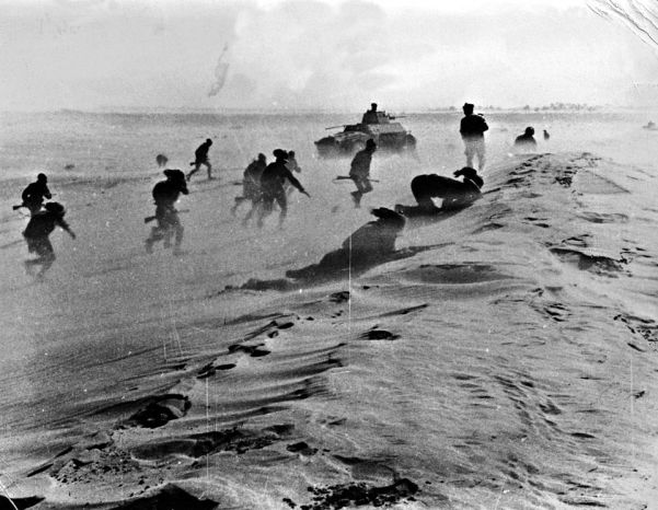 Italian troops in action near Benghazi during the major British ofensive into Cyrenaica, Libya