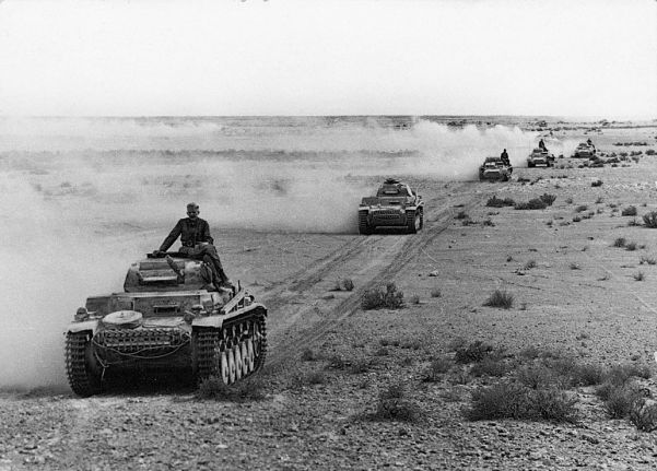 German tanks crossing the desert